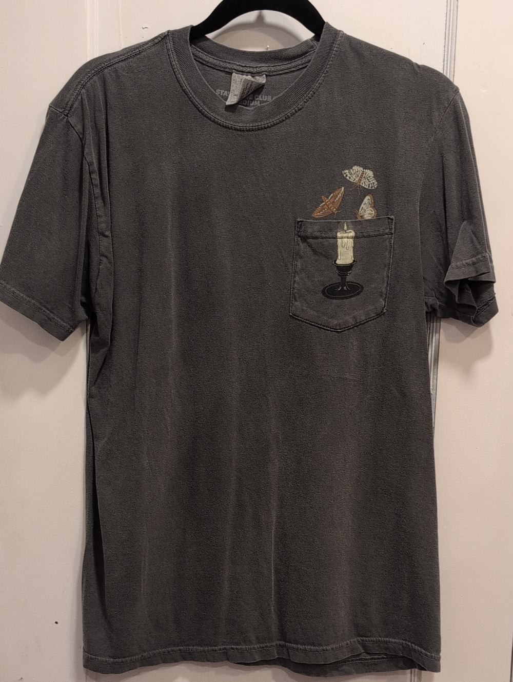 Stay Home Club X Comfort Colors Dark Gray Short Sleeve Tee with Pocket Graphic